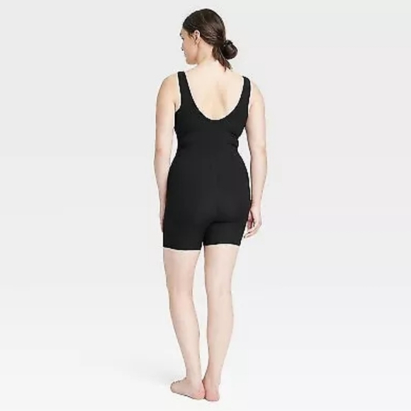 Women's Brushed Sculpt Rib Short Active Bodysuit - All In Motion Black L - Picture 4 of 5